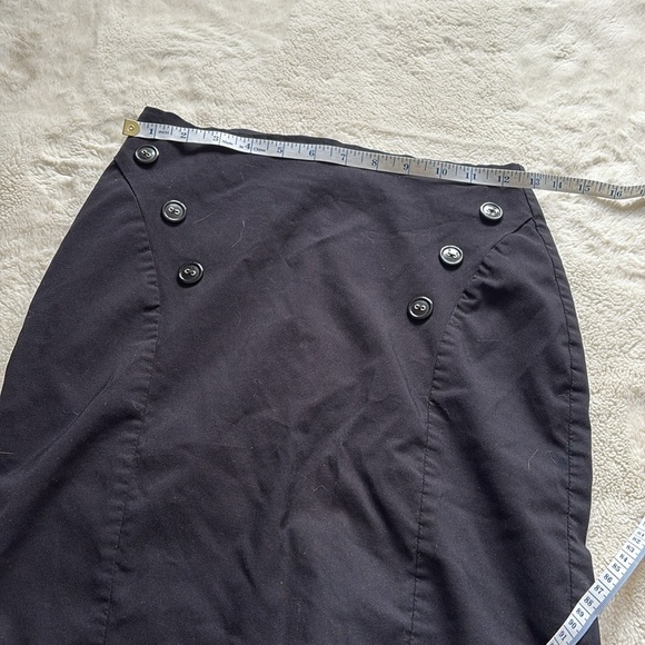 Suzy Sheer Black Sailor Button High Waisted Pencil Skirt Small - Picture 2 of 6